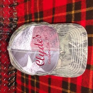 Clyde's Beldenville, WI Flag/Camo Embroidered Strap-on Hat Cap